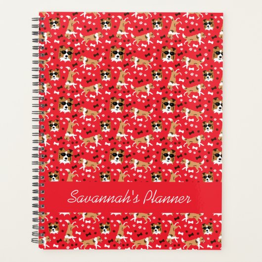 Shelties Shetland Sheepdog Pattern Red Planner (Voorkant)