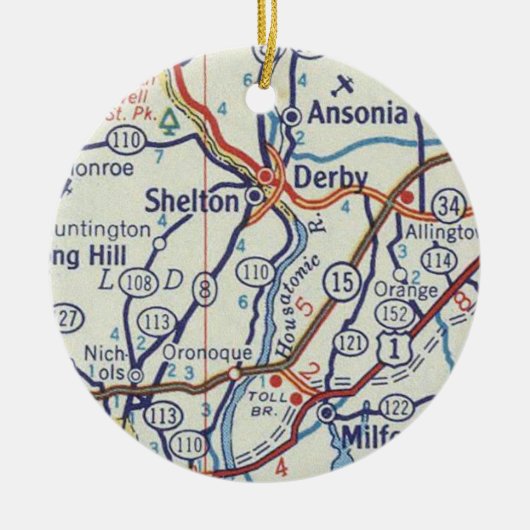 Shelton CT  Map Keramisch Ornament (Voorkant)