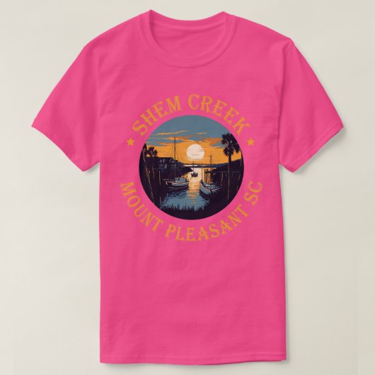 Shem Creek Sunset Mount Pleasant SC Gold-versie T-shirt (Design voorkant)