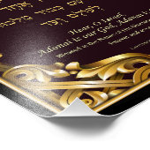 Shema Hear o Israel Hebrew English Gold Letters Foto Afdruk (Hoek)