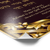 Shema Hear o Israel Hebrew English Gold Letters Foto Afdruk (Hoek)
