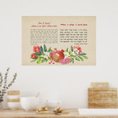 Shema Israel! Hebreeuws en Engels joods gebed Poster (Keuken)