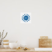 Shemesh - Blue Sun in Hebreeuws Poster (Keuken)