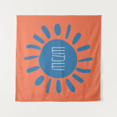 Shemesh - Blue Sun op Sinaasappel in het Hebreeuws Wandkleed (Voorkant (horizontaal))