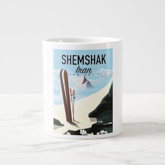 Shemshak Iran Ski poster. Grote Koffiekop (Voorkant)