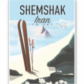 Shemshak Iran Ski poster. Sticker (Voorkant)