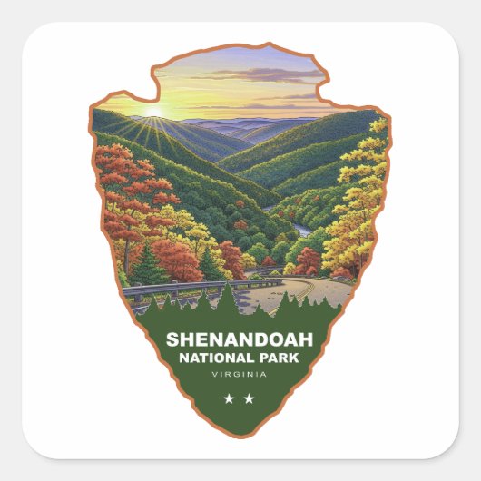 Shenandoah National Park Arrowhead Vierkante Sticker (Voorkant)