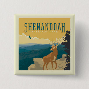 Shenandoah National Park Deer Vierkante Button 5,1 Cm
