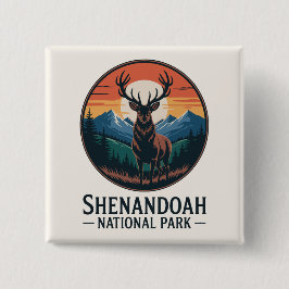 Shenandoah National Park herten embleem Vierkante Button 5,1 Cm