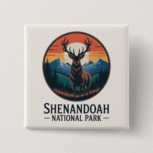 Shenandoah National Park herten embleem Vierkante Button 5,1 Cm (Voorkant)