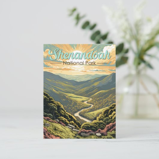 Shenandoah National Park Illustratie Reizen Retro Briefkaart (Staand voorkant)
