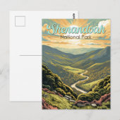 Shenandoah National Park Illustratie Reizen Retro Briefkaart (Voorkant / Achterkant)