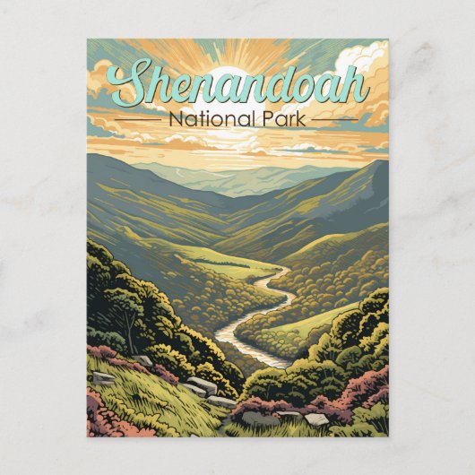 Shenandoah National Park Illustratie Reizen Retro Briefkaart (Voorkant)