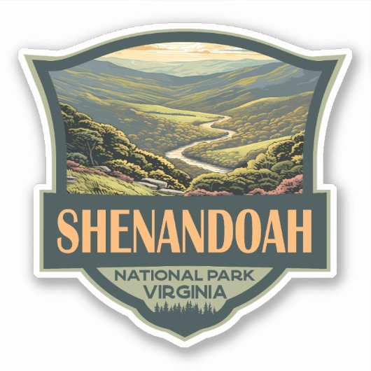 Shenandoah National Park Illustratie Reizen Retro Sticker (Voorkant)