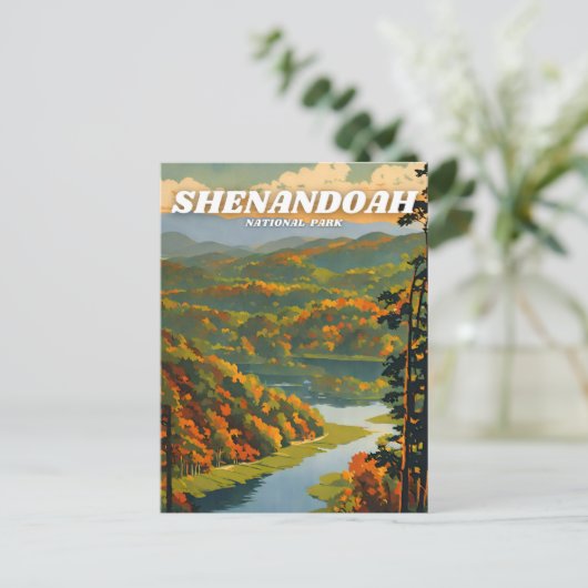 Shenandoah National Park illustratie retro Classi Briefkaart (Staand voorkant)