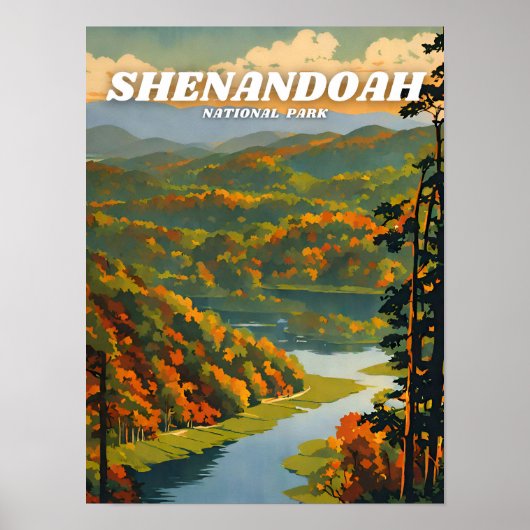 Shenandoah National Park illustratie retro Classi Poster (Voorkant)