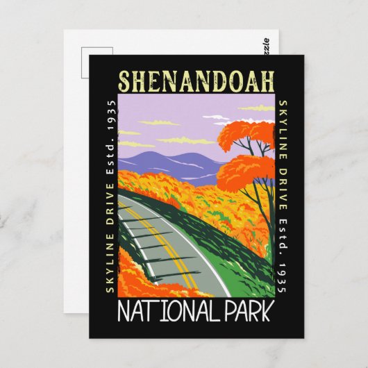 Shenandoah National Park Skyline Drive Distress Briefkaart (Voorkant / Achterkant)