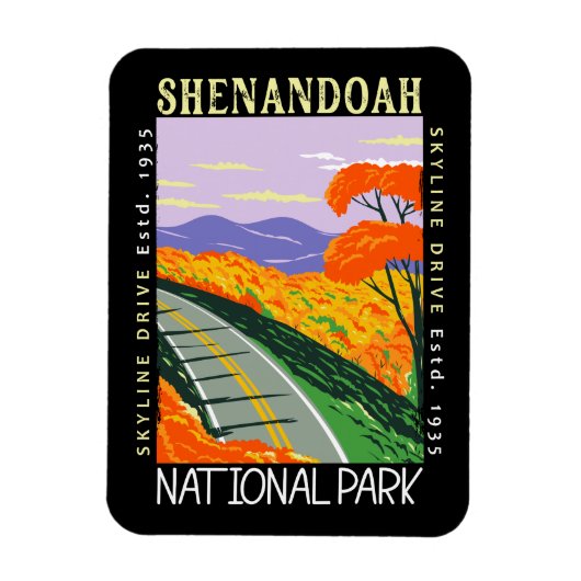Shenandoah National Park Skyline Drive Distress Magneet (Verticaal)