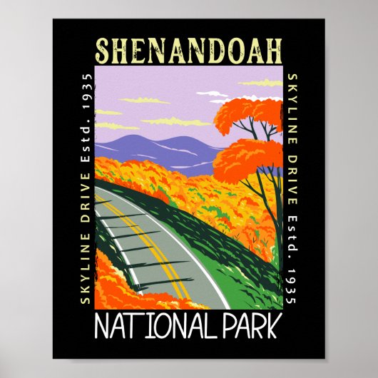 Shenandoah National Park Skyline Drive Distress Poster (Voorkant)
