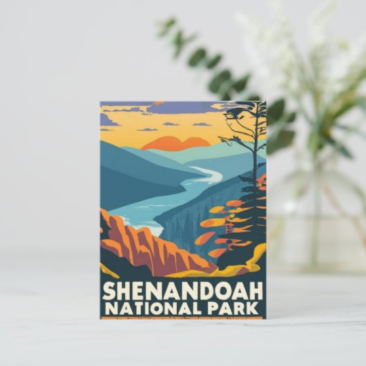 Shenandoah National Park skyline water kleur Briefkaart (Staand voorkant)