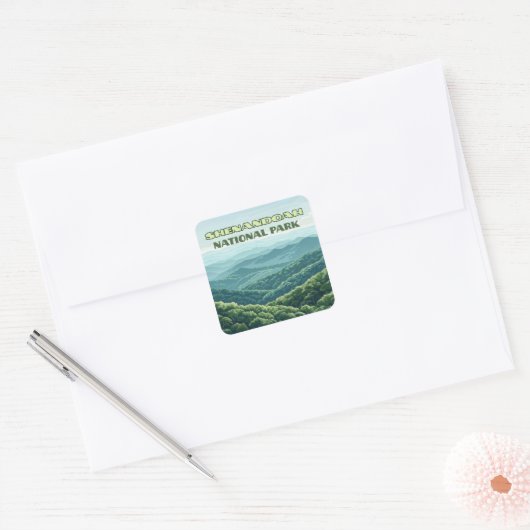 Shenandoah National Park Virginia Blue Ridge Retro Vierkante Sticker (Envelop)