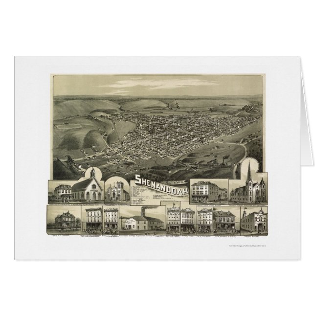 Shenandoah, PA Panoramic Map - 1889 (Voorkant Horizontaal)