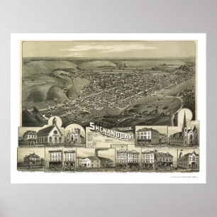 Shenandoah, PA Panoramic Map - 1889 Poster