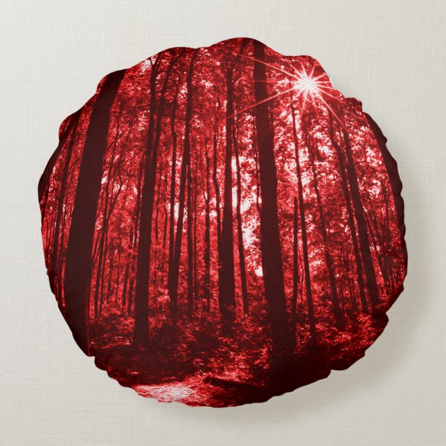 Shenandoah Rood Rond Kussen (Achterkant)