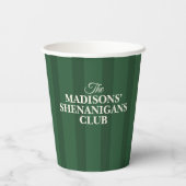 Shenanigan Family Name Green Stripes Papieren Bekers (Achterkant)