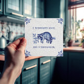 SHENANIGAN Raccoon Fine Delft Blue Dutch Style  Tegeltje