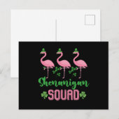 Shenanigan Squad Flamingo Kabouter St Patrick's Briefkaart (Voorkant / Achterkant)