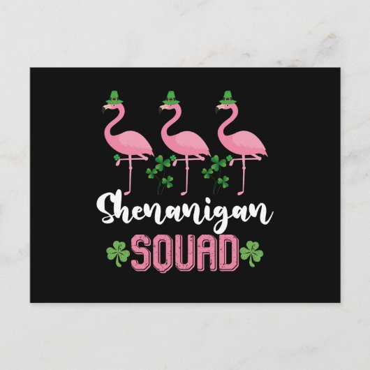 Shenanigan Squad Flamingo Kabouter St Patrick's Briefkaart (Voorkant)