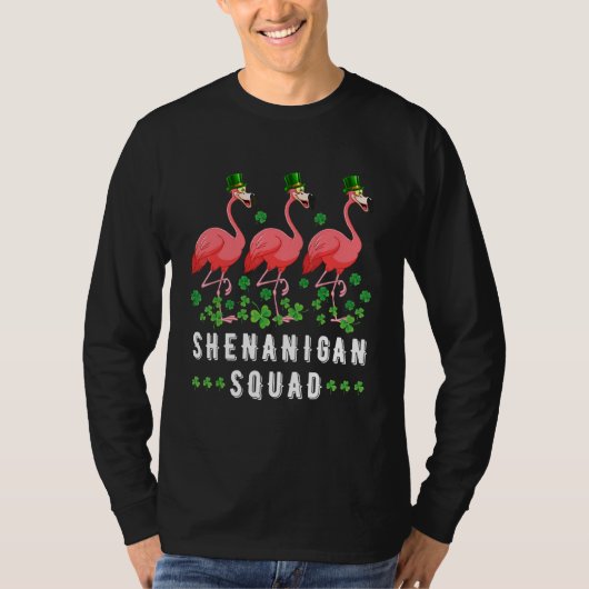 Shenanigan Squad Flamingo Leprechaun Pet St Patric T-shirt (Voorkant)