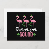 Shenanigan Squad Flamingo Leprechaun St Patrick's Briefkaart (Voorkant / Achterkant)