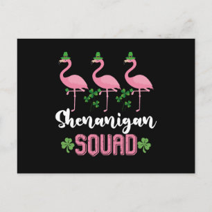 Shenanigan Squad Flamingo Leprechaun St Patrick's Briefkaart