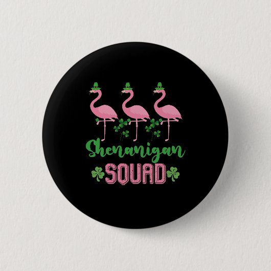 Shenanigan Squad Flamingo Leprechaun St Patrick's Ronde Button 5,7 Cm (Voorkant)
