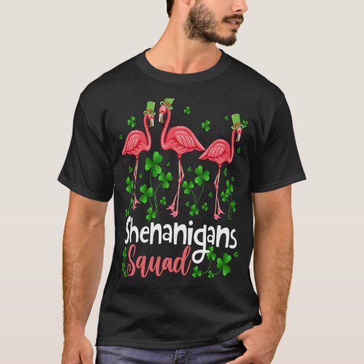 Shenanigan Squad Irish Flamingo Leprechaun St Patr T-shirt (Voorkant)