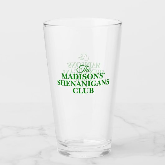 Shenanigan St. Patrick Familie Naam Glas (Voorkant)