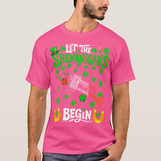 Shenanigan's Begin St Patrick's Day Trompet Instru T-shirt (Voorkant)