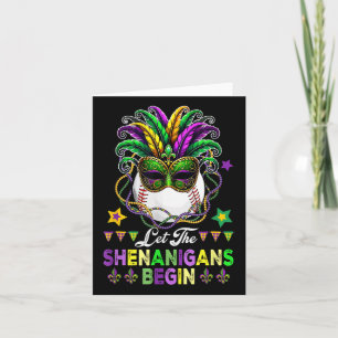 Shenanigans beginnen met Mardi Gras honkbal gemask Kaart