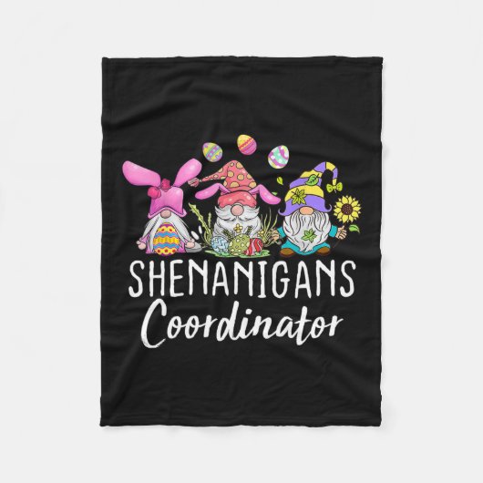 Shenanigans Coordinator Easter Bunny Gnomes Rabbit Fleece Deken (Voorkant)