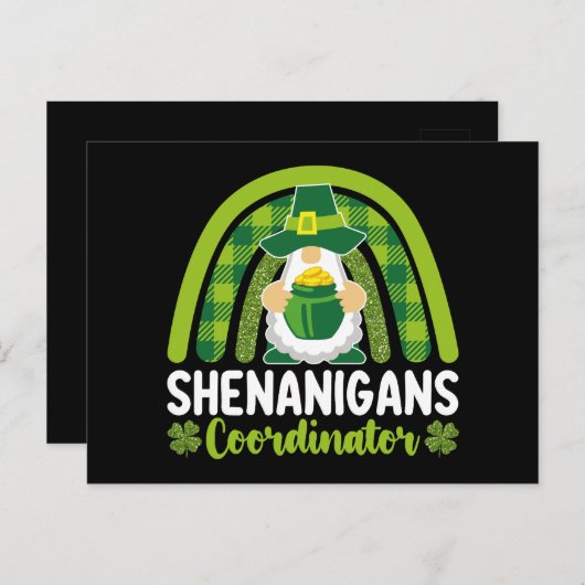 Shenanigans coördinator Gnomes St Patrick's Day Briefkaart (Voorkant / Achterkant)