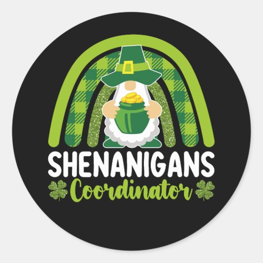 Shenanigans coördinator Gnomes St Patrick's Day Ronde Sticker (Voorkant)