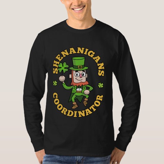 Shenanigans Coordinator Leprechaun Shamrock St Pat T-shirt (Voorkant)