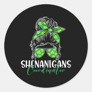 Shenanigans coördinator Messy Bun Shamrock Irish P Ronde Sticker