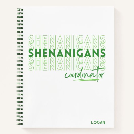 Shenanigans Coordinator St Patrick's Day Custom Notitieboek (Voorkant)