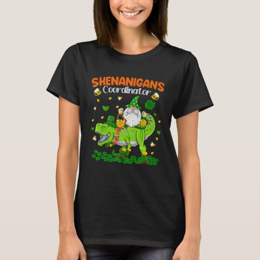 Shenanigans Coordinator St Patrick's Day Dinosaur T-shirt (Voorkant)
