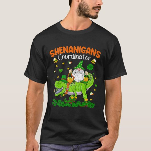 Shenanigans Coordinator St Patrick's Day Dinosaur  T-shirt (Voorkant)