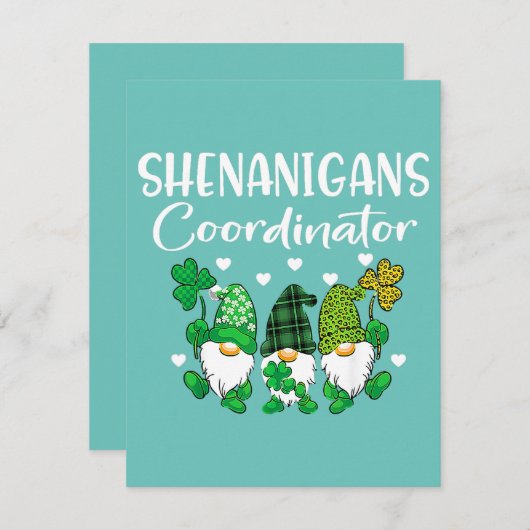Shenanigans Coordinator St Patricks Day Gnomes Gre Kaart (Voorkant / Achterkant)