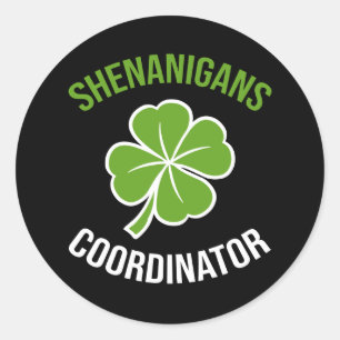 Shenanigans Coordinator St Patrick's Day Ronde Sticker